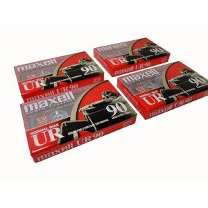 4 Pack Maxell UR 90 Blank Audio Cassette Tapes Normal Bias New Sealed 90 Min
